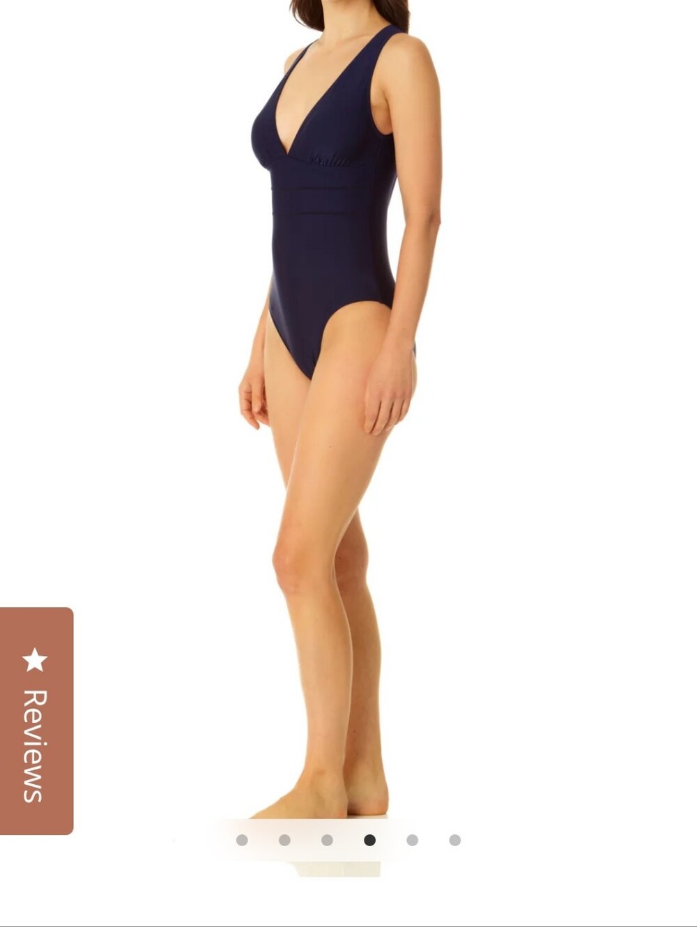 Deep V One-Piece Swimsuit - Navy